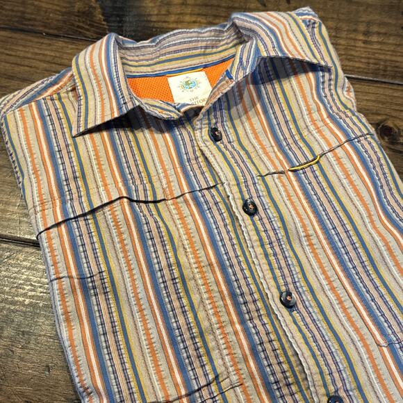 The Territory Ahead Shirt Mens MT Multicolor Stripe Outdoor Southwestern fish - Picture 1 of 8